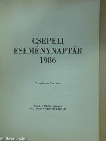 Csepeli eseménynaptár 1986.