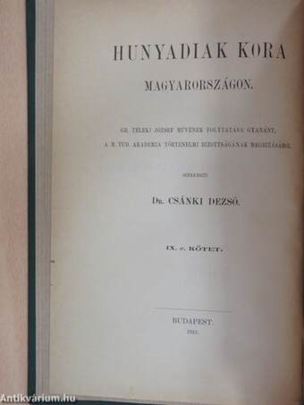 Magyarország történelmi földrajza a Hunyadiak korában V.