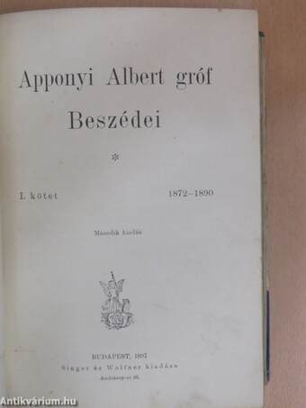 Apponyi Albert gróf Beszédei I.
