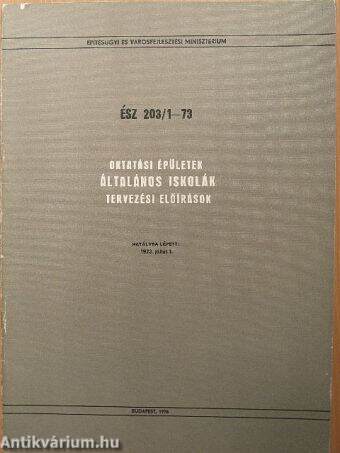 Oktatási épületek, általános iskolák, tervezési előírások