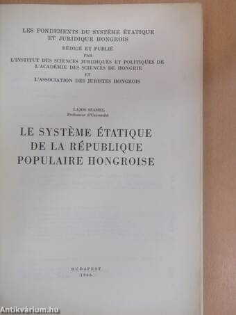 Le systéme étatique de la république populaire hongroise