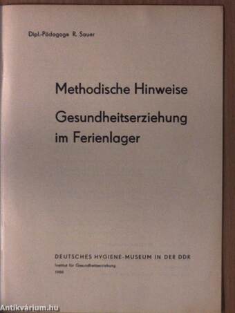 Methodische Hinweise - Gesundheitserziehung im Ferienlager