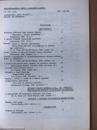 Művelődéspolitikai cikkek a nemzetközi sajtóból 1983. március