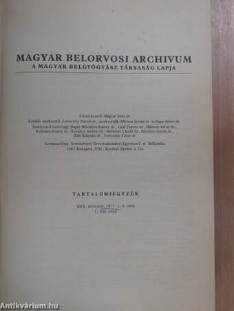 Magyar Belorvosi Archivum 1977. január-december/Supplementum