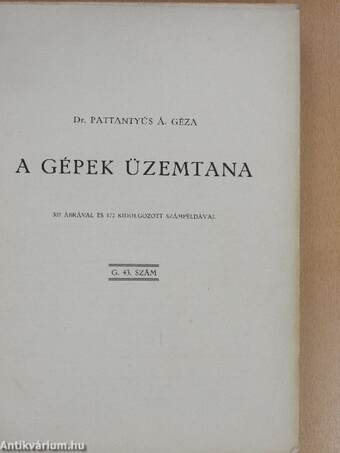 A gépek üzemtana