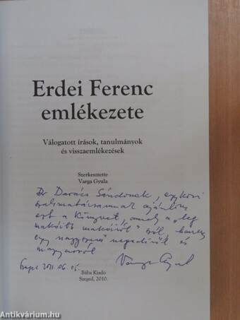 Erdei Ferenc emlékezete (dedikált példány)