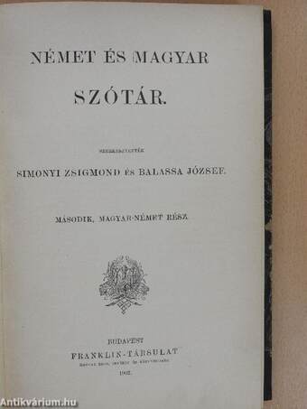 Német és magyar szótár II.