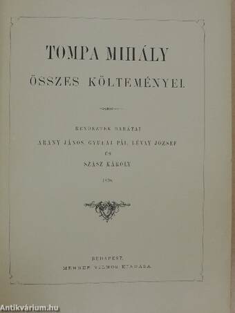 Tompa Mihály összes költeményei