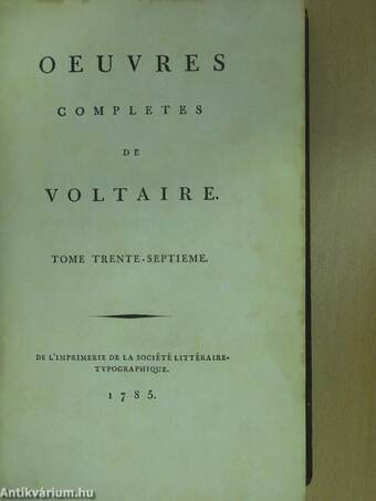 Oeuvres completes de Voltaire 37.