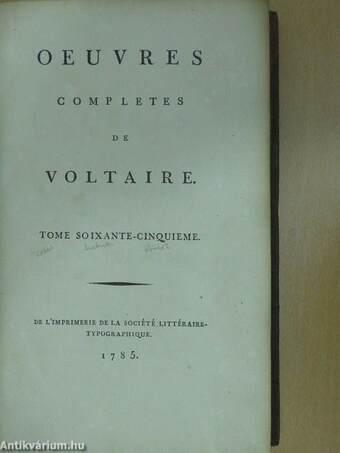 Oeuvres completes de Voltaire 65.