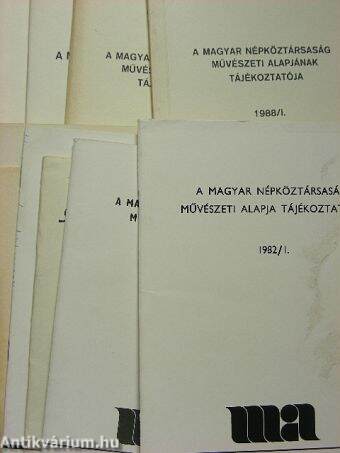 A Magyar Népköztársaság Művészeti Alapja Tájékoztatója 1982-1990. (vegyes számok)