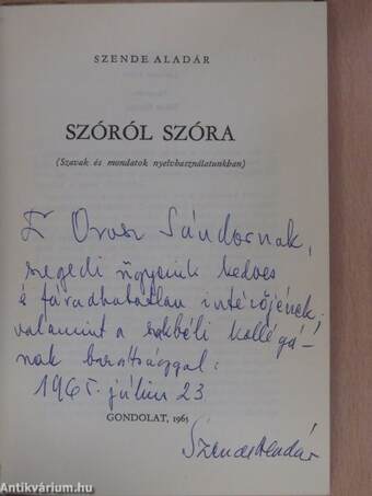 Szóról szóra (dedikált példány)