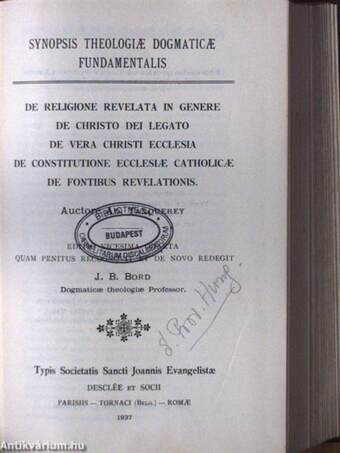 Synopsis theologiae dogmaticae I-III./De Paenitentia et Matrimonio pars dogmatica