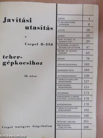 Javítási utasítás a Csepel D-350 tehergépkocsihoz II. (rossz állapotú)