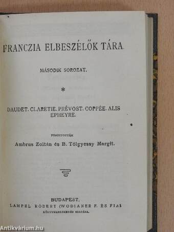 Franczia elbeszélők tára/Léghajón/Franczia elbeszélők tára II./Franczia elbeszélők tára III./Franczia elbeszélők tára V./Franczia elbeszélők tára IV.