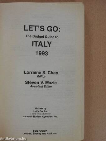 Let's Go: The Budget Guide to Italy 1993