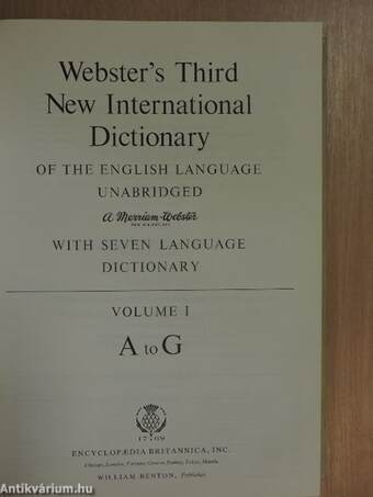 Webster's Third New International Dictionary of the English Language Unabridged I-III.