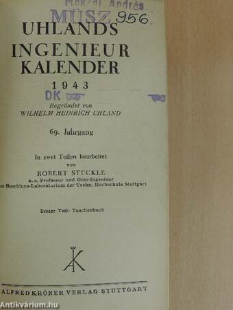 Uhlands Ingenieur-Kalender 1943