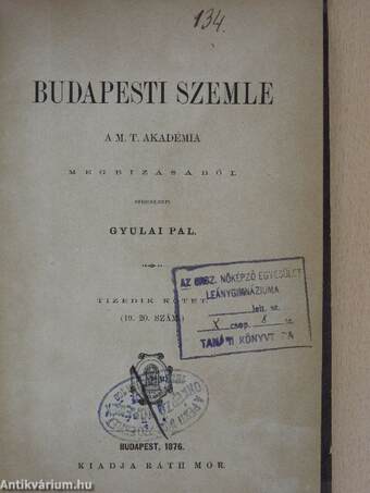 Budapesti Szemle 1876. I-VI.