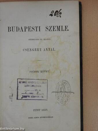 Budapesti Szemle 1859. V. kötet 15-17. füzet