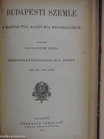 Budapesti Szemle 185-188. kötet 529-540. szám