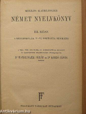 Német nyelvkönyv III.