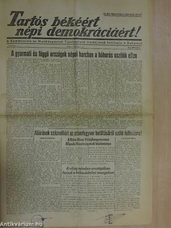 Tartós békéért, népi demokráciáért! 1950. május 21.