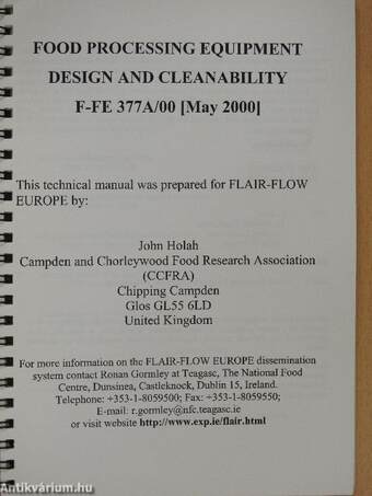 Food Processing Equipment Design and Cleanability