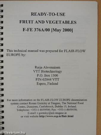 Ready-to-use Fruit and Vegetables