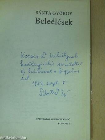 Beleélések (dedikált példány)