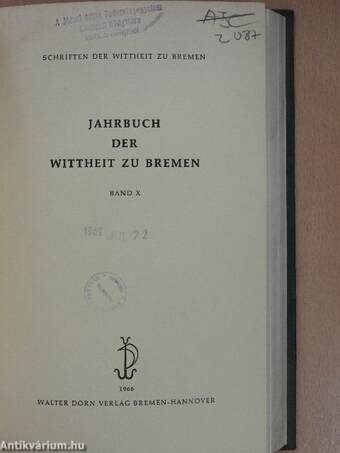 Jahrbuch der Wittheit zu Bremen IX-X.