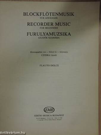 Furulyamuzsika/Blockflötenmusik/Recorder music