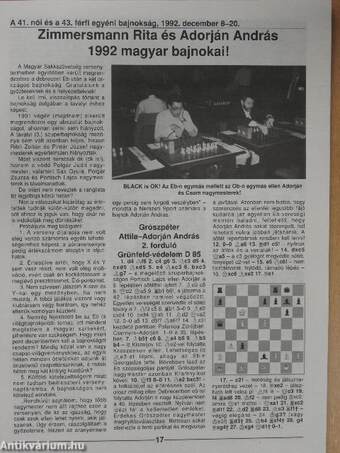 Sakkmagazin fehéren feketén 1993. február