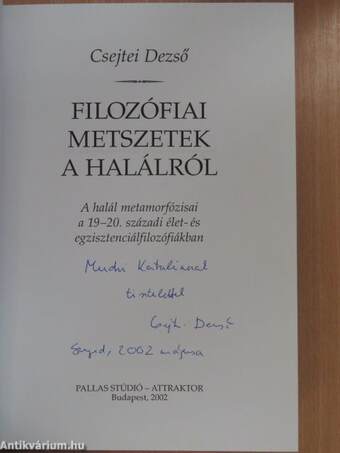 Filozófiai metszetek a halálról (dedikált példány)