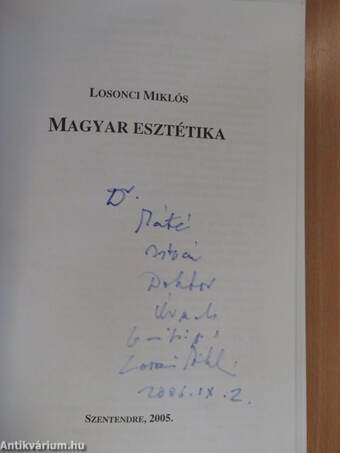 Magyar esztétika (dedikált példány)