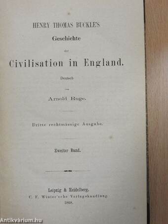 Geschichte der Civilisation in England I-III.