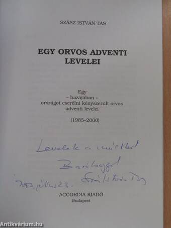 Egy orvos adventi levelei (dedikált példány)