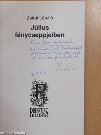 Július fénycseppjeiben (dedikált példány)