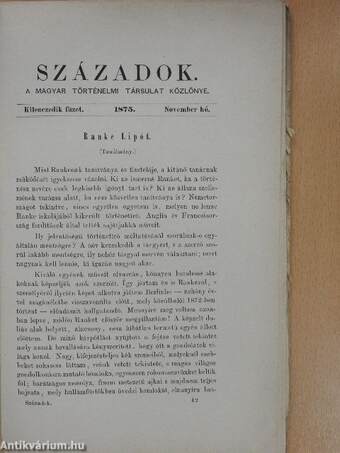 Századok 1875. november