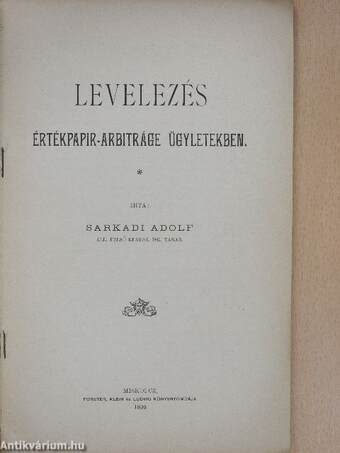 Levelezés értékpapir-arbitráge ügyletekben