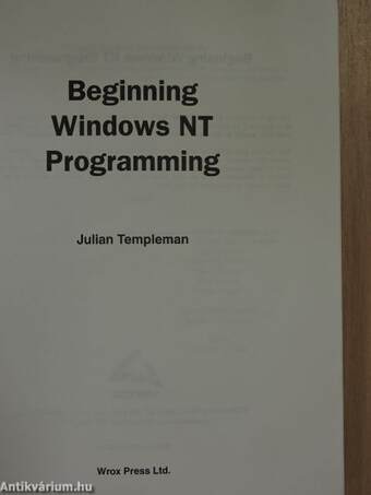 Beginning Windows NT Programming