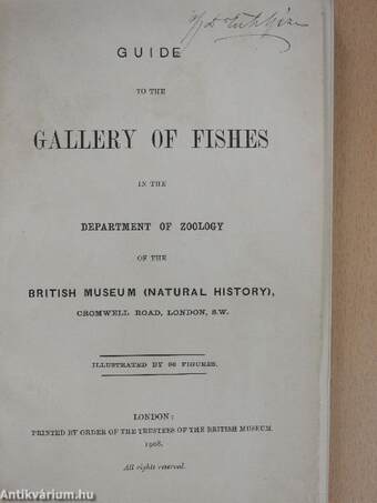 Guide to the gallery of fishes in the department of zoology of the British Museum (Natural History) (Ifj. Dr. Entz Géza könyvtárából)