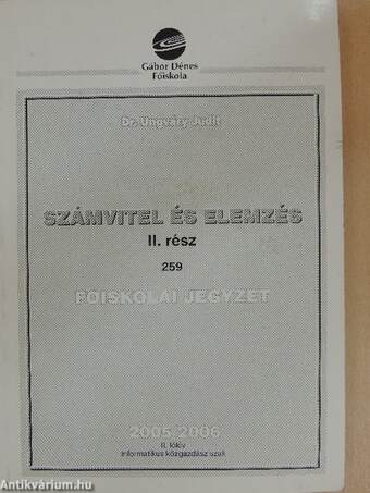 Számvitel és elemzés II.