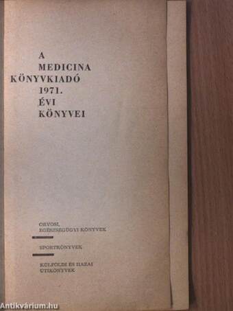 A Medicina Könyvkiadó 1971. évi könyvei