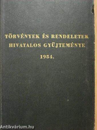 Törvények és rendeletek hivatalos gyűjteménye 1954.