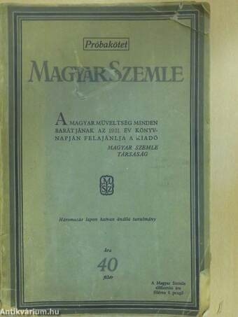 Magyar Szemle 1928. Próbakötet (rossz állapotú)