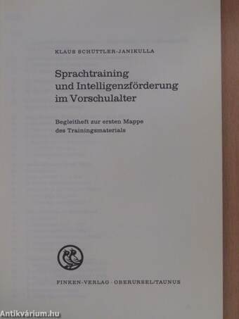 Sprachtraining und Intelligenzförderung im Vorschulalter 1-3.