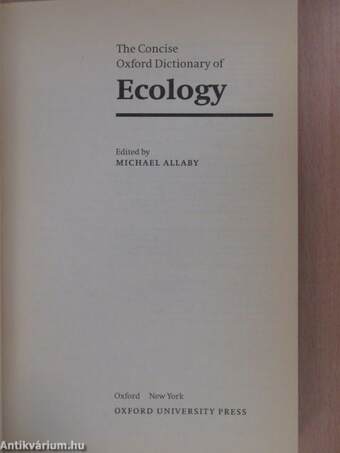 The Concise Oxford Dictionary of Ecology