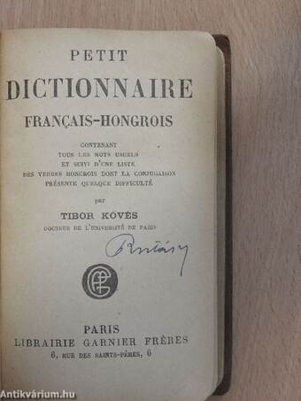 Petit dictionnaire francais-hongrois/Magyar-francia zsebszótár