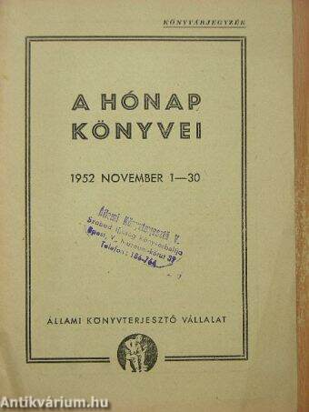 A hónap könyvei 1952. november 1-30.